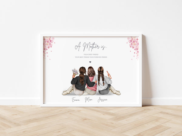 Personalised Mother & Daughter Portrait – Gift for Mum or Daughter