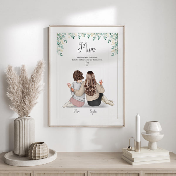 Mother & Daughter Personalised Print – Gift for Mum