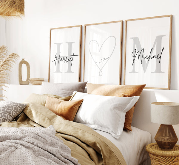 Personalised Couple Initials Print – Set of 3 Keepsake Portraits