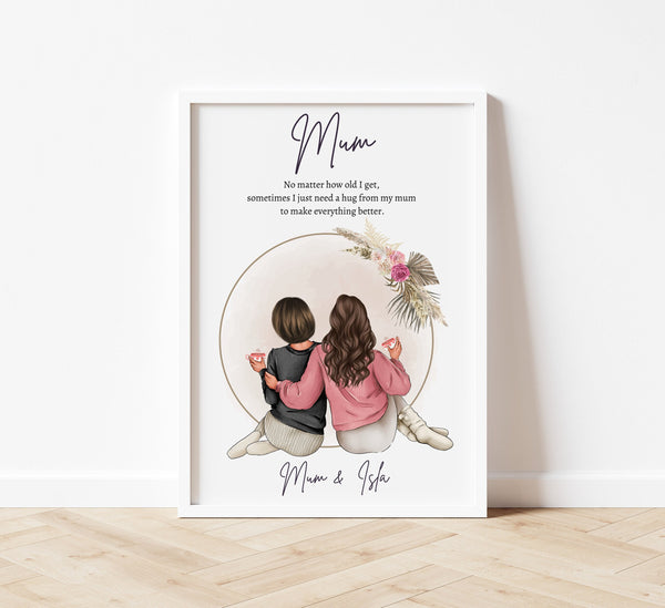 Mum & Daughter Personalised Print – Gift for Mum