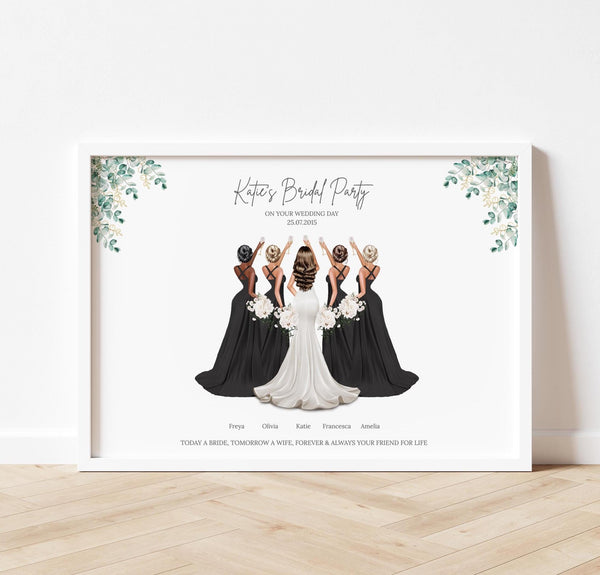 Gift for Bride from Bridesmaids – Personalised Bride & Bridesmaids Print