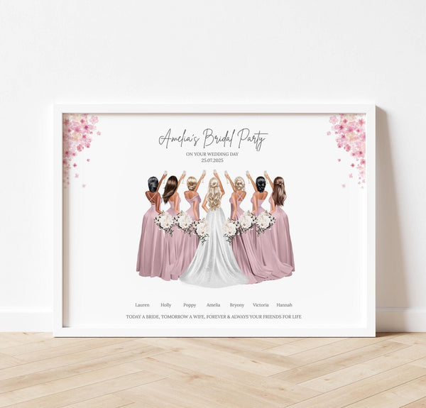 Bridesmaid Gift from Bride – Personalised Bridal Party Print