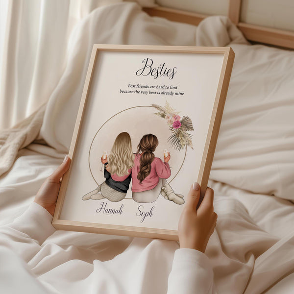 Best Friend Personalised Illustration – Gift for Her