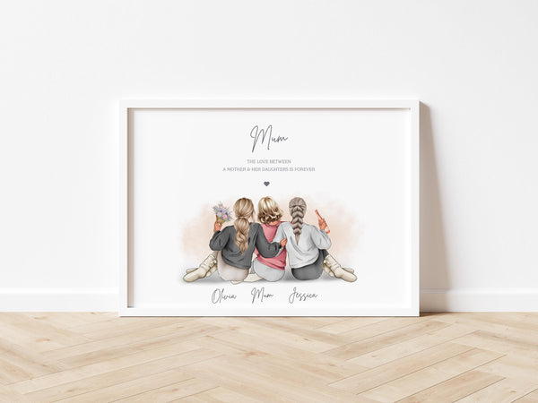 Mother & Daughter Personalised Print – Gift for Mum