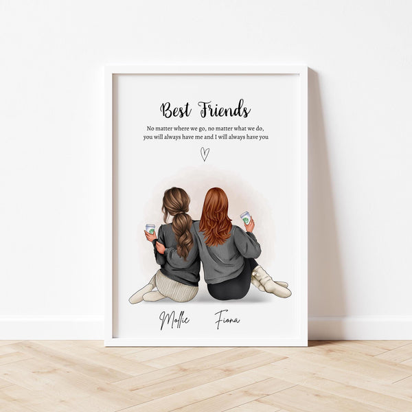 Best Friend Friendship Gift – Personalised Bestie Portrait