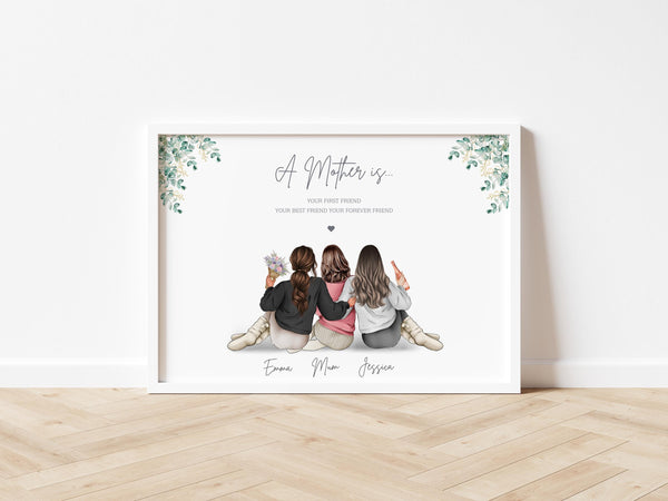Mother & Daughter Personalised Print – Keepsake Gift for Mum