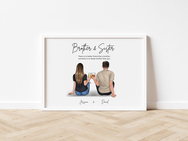 Brother & Sister Personalised Print – Sibling Gift